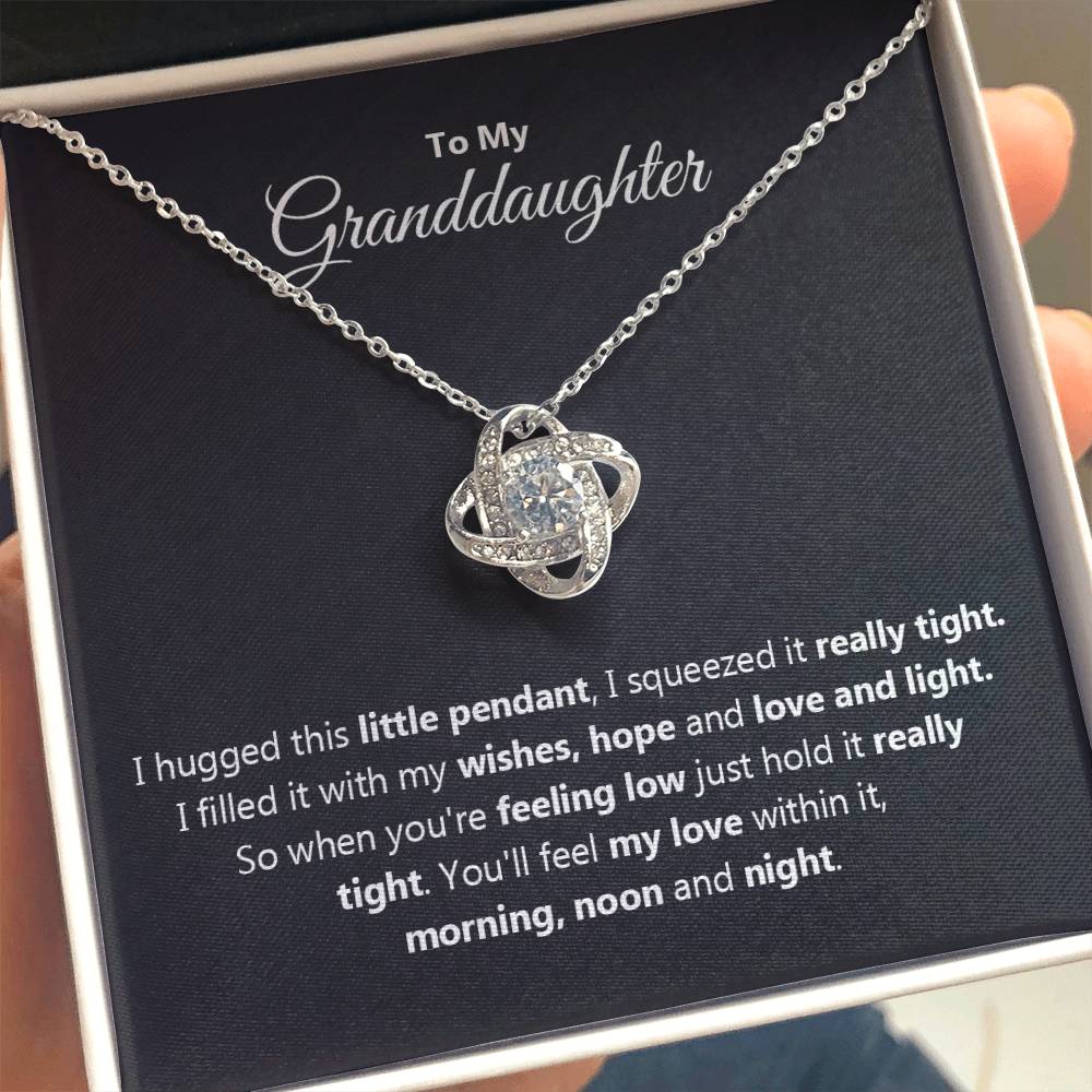 To My Granddaughter Necklace – Granddaughter Jewelry for Birthday & School Achievements – Love Knot Necklace