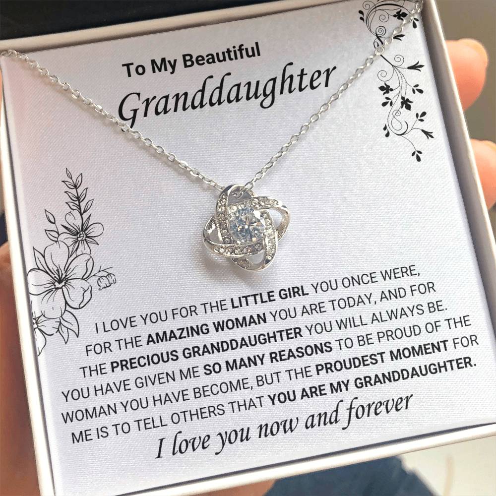 To My Granddaughter Necklace – Jewelry for Granddaughter’s Birthday & Graduation Milestones – Love Knot Necklace