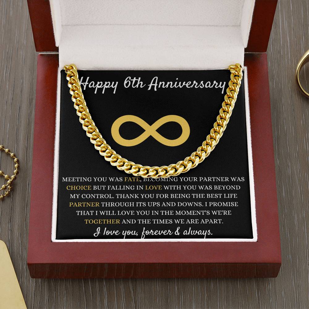Anniversary Necklace For Him, Elegant Jewelry for Him, Cherished Memories, Special 6th Year Anniversary Present, Happy 6th Anniversary