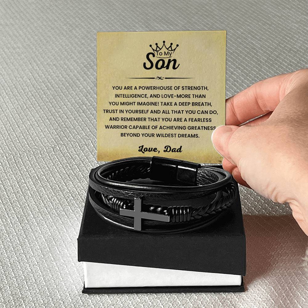 Dad’s Gift for Son – Birthday, Graduation – Men’s Cross Bracelet
