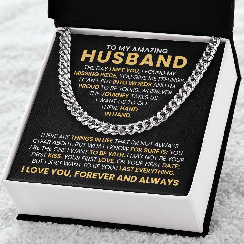 To My Husband Cuban Link Chain – Anniversary & Valentine’s Day Gift from Wife