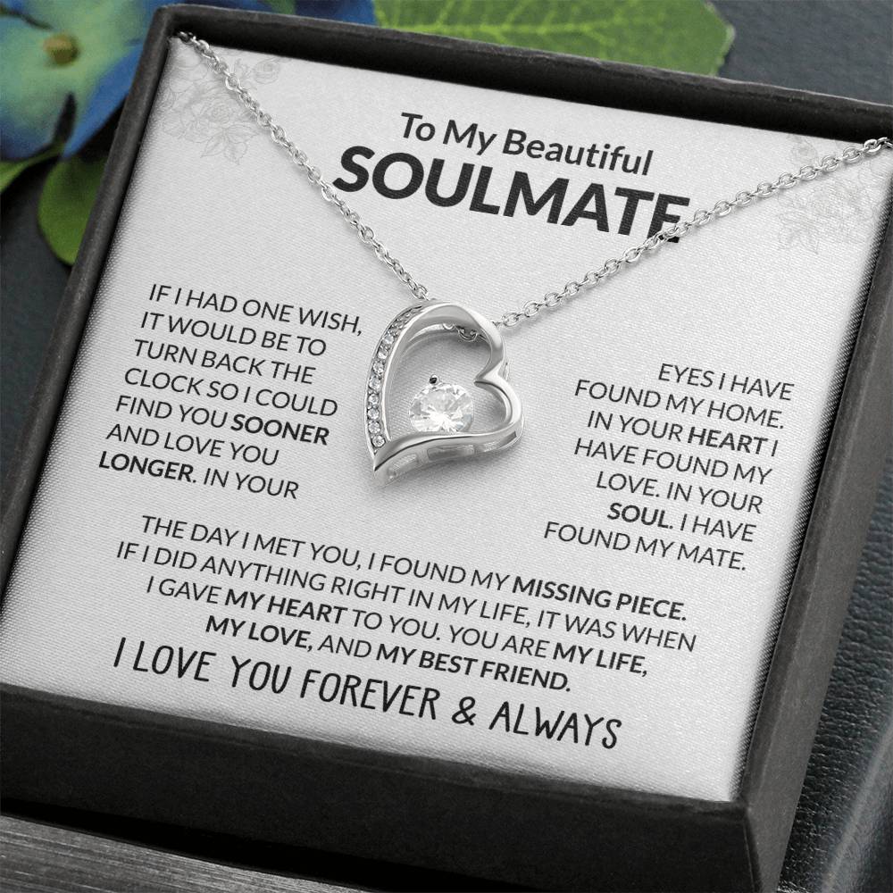 To My Beautiful Soulmate Necklace - Soulmate Jewelry Gift for Her for Birthday & Valentine’s Day - Forever Love Necklace