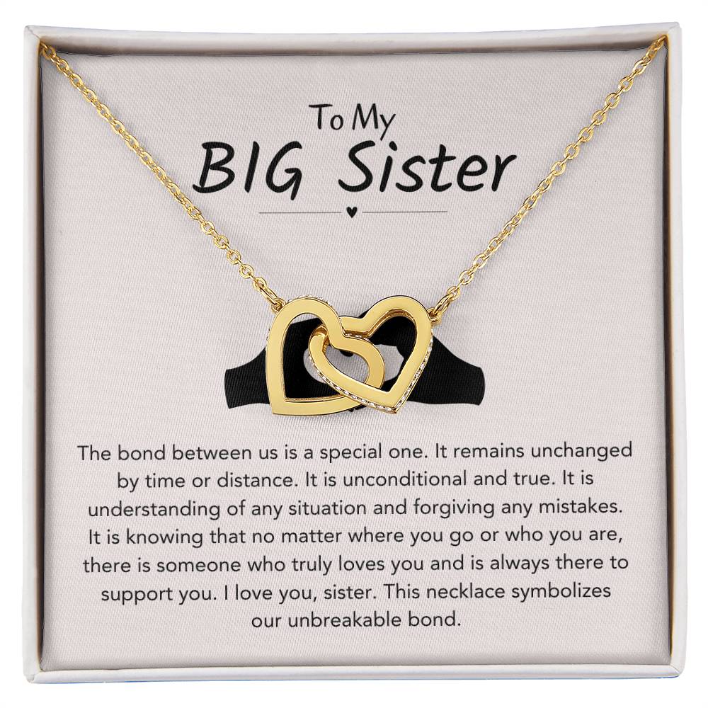 To My Big Sister Necklace - The bond between us is a special one - Gift for Big Sister - Interlocking Hearts Necklace