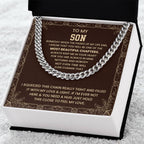To My Son Necklace - Just hold the close to feel my love - Cuban Link Chain