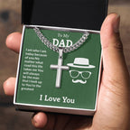 To My Dad Necklace - You're the greatest - Dad Gift from Kids - Artisan Cross with Cuban Link Chain