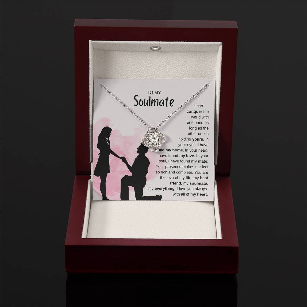 To My Soulmate Necklace - Romantic Jewelry Gift for Her for Christmas & Special Dates - Love Knot Necklace