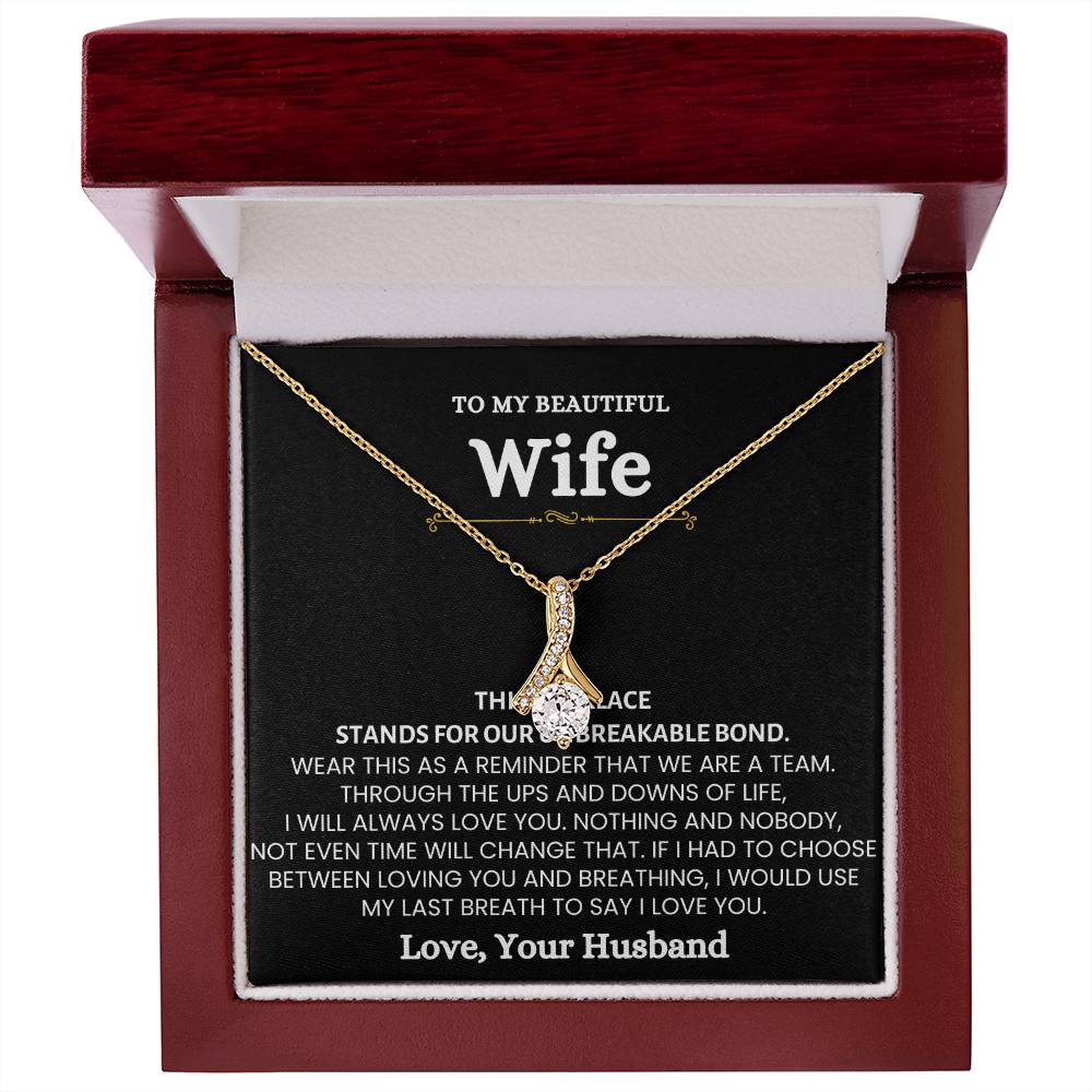 To My Wife Necklace - Beautiful Wife Jewelry Gift for Birthday, Valentine’s Day & Special Romantic Moments - Alluring Beauty Necklace