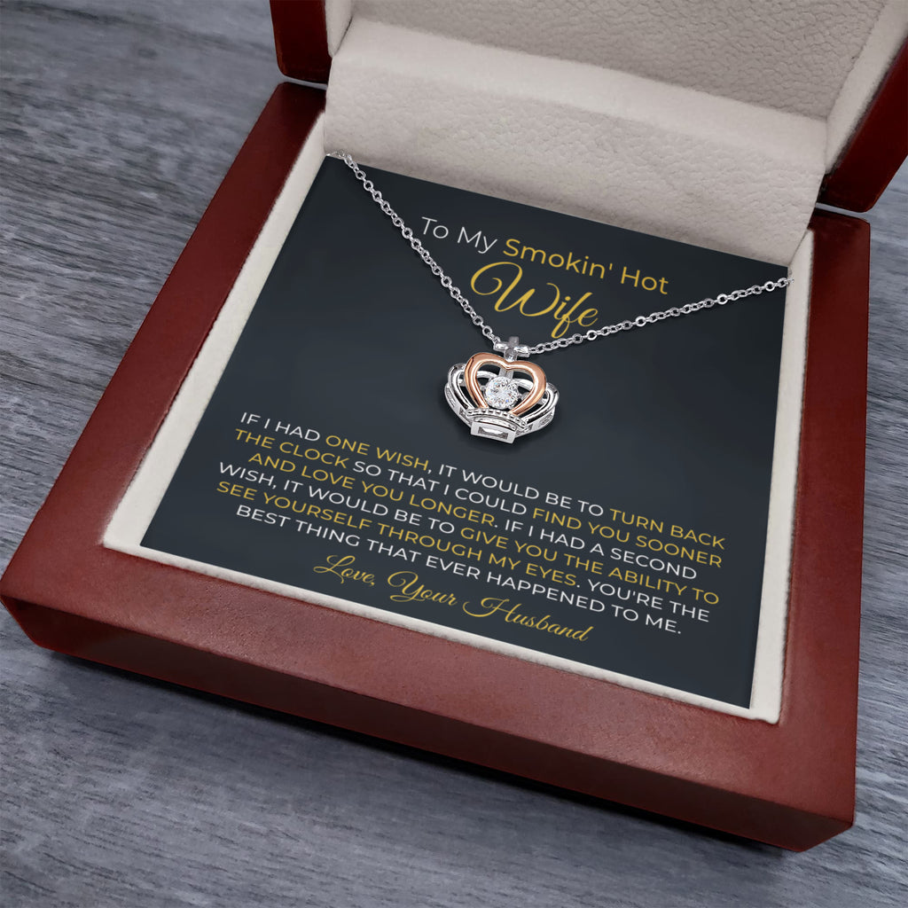 Best Gift for Wife from Husband - Emotional Love Jewelry for Birthday, Valentine’s Day, Anniversary & Christmas - Crown Pendant Necklace