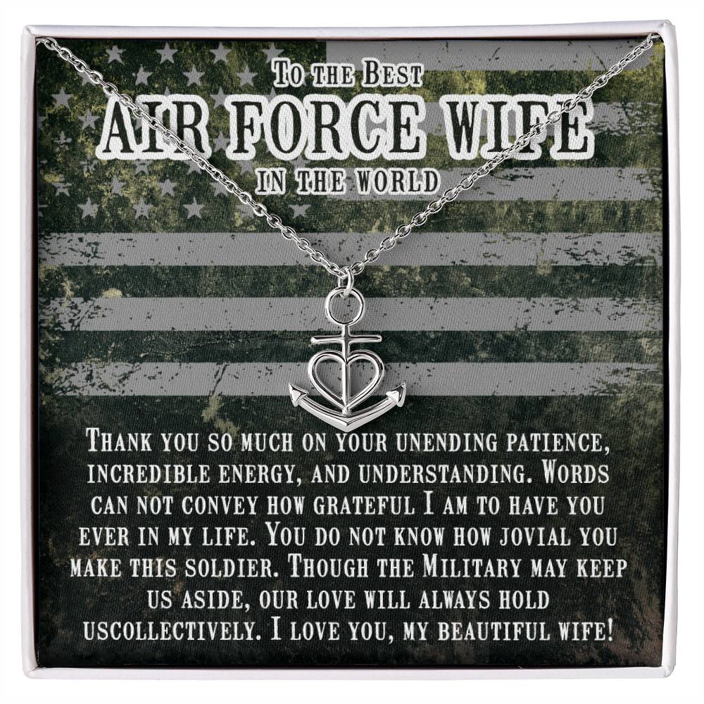 To My Air Force Wife Necklace Gift from Husband, Perfect for Birthday & Valentine’s Day Surprises - Anchor Pendant Necklace