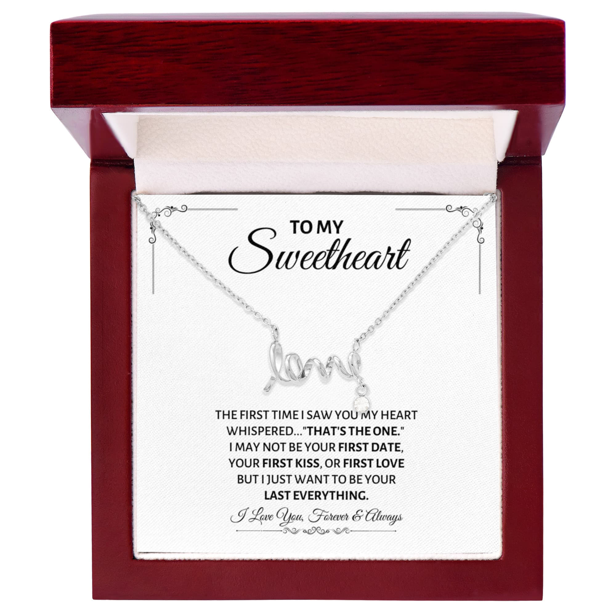 To My Sweetheart Necklace - Gift for Love on Valentine’s Day & Special Days - Scripted Love Necklace