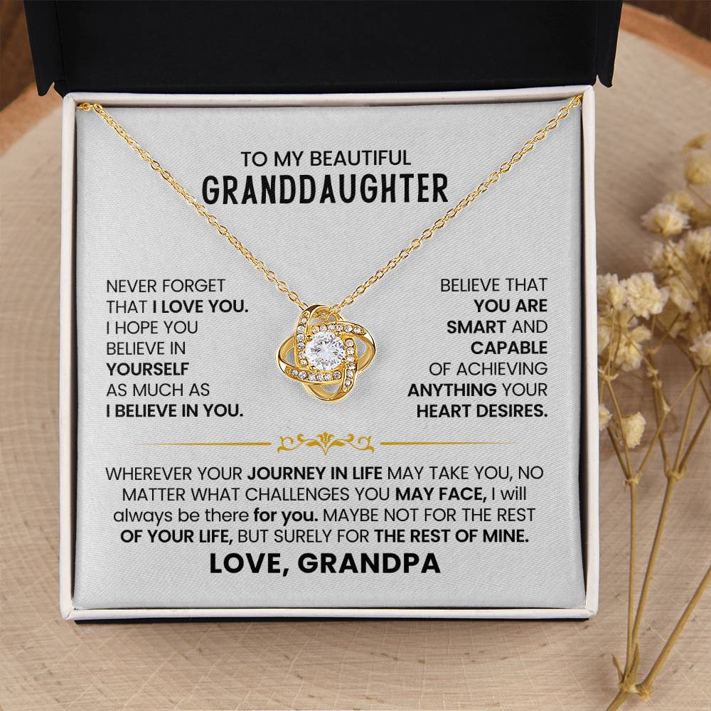 To My Granddaughter Necklace – Christmas Gift for Granddaughter’s Graduation from Grandpa – Love Knot Necklace