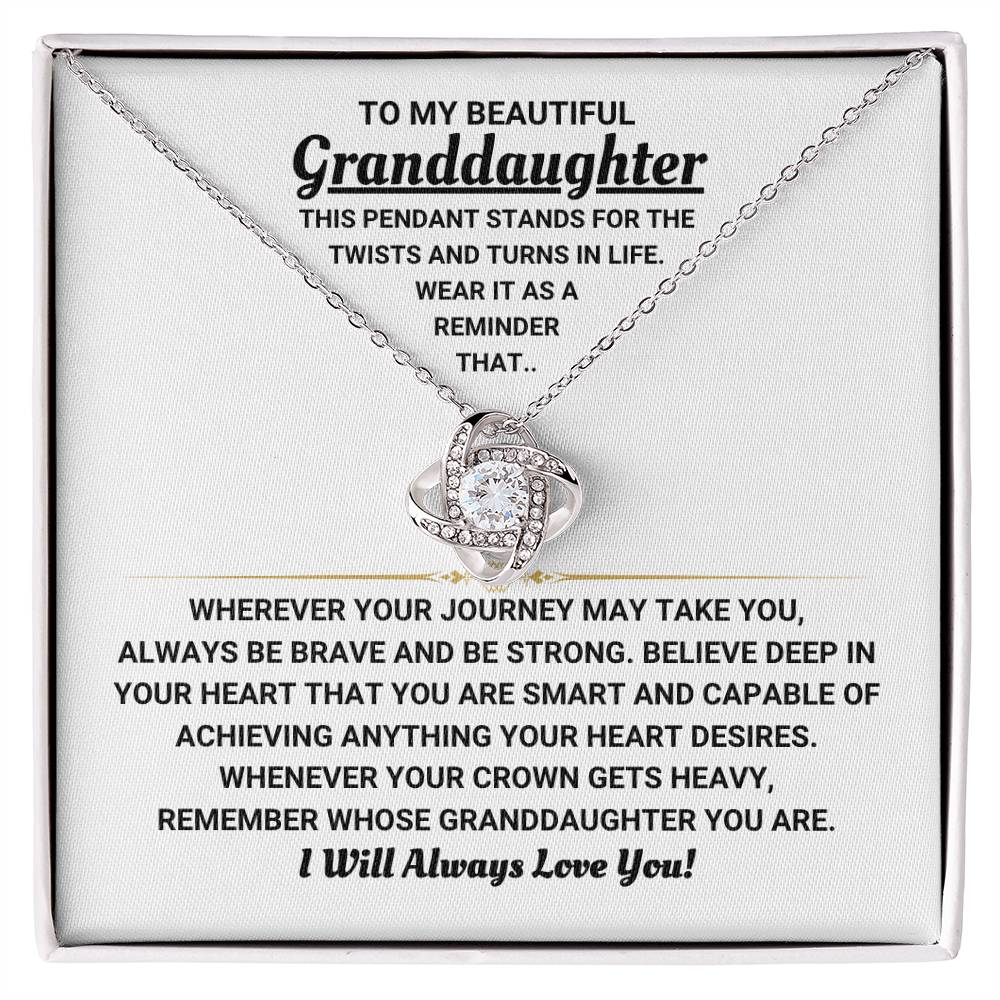 To My Granddaughter Necklace – Graduation & Birthday Jewelry Gift for Granddaughter – Love Knot Necklace