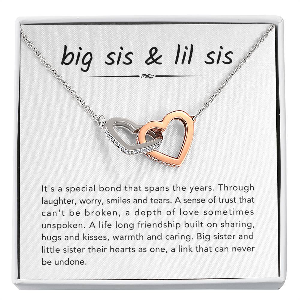Big Sister & Little Sister Necklace - It's a special bond that spans the years - Gift for Sister - Interlocking Hearts Necklace