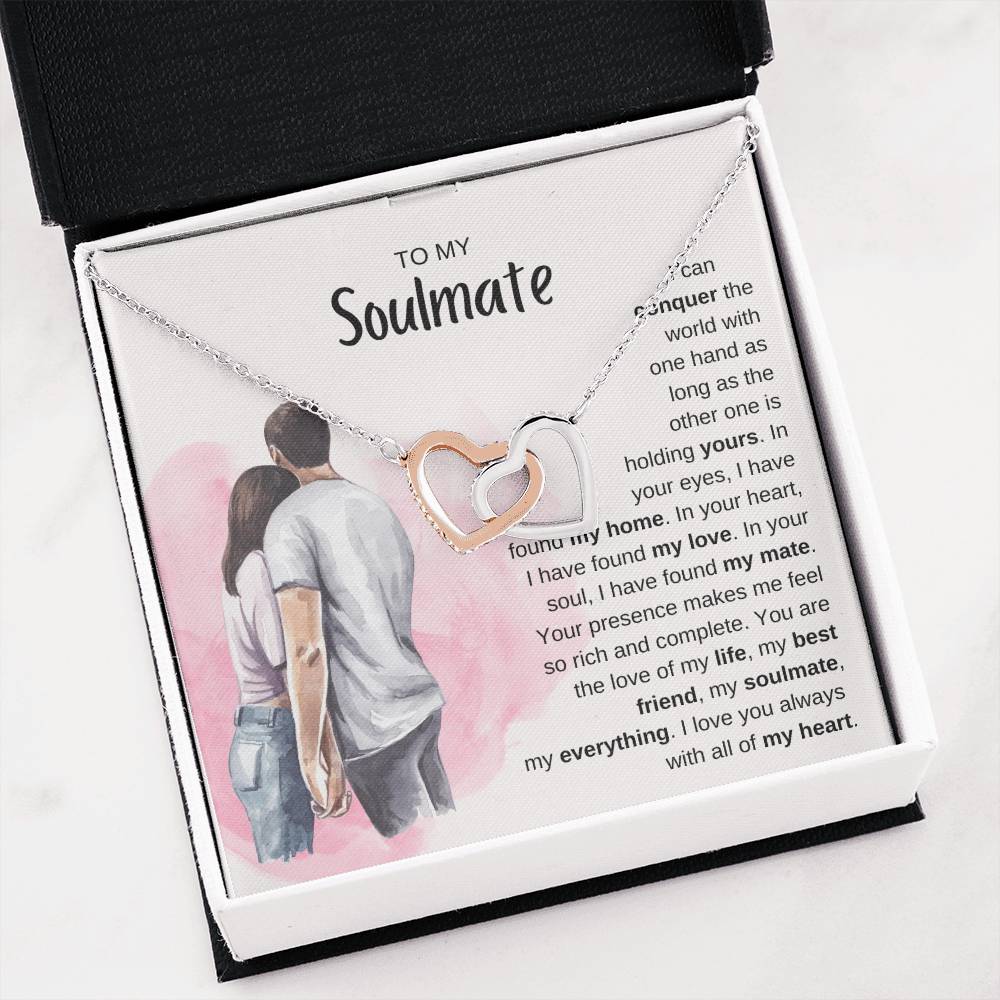 To My Soulmate Necklace - Perfect Gift for Romantic Celebrations & Appreciation Days - Interlocking Hearts Necklace