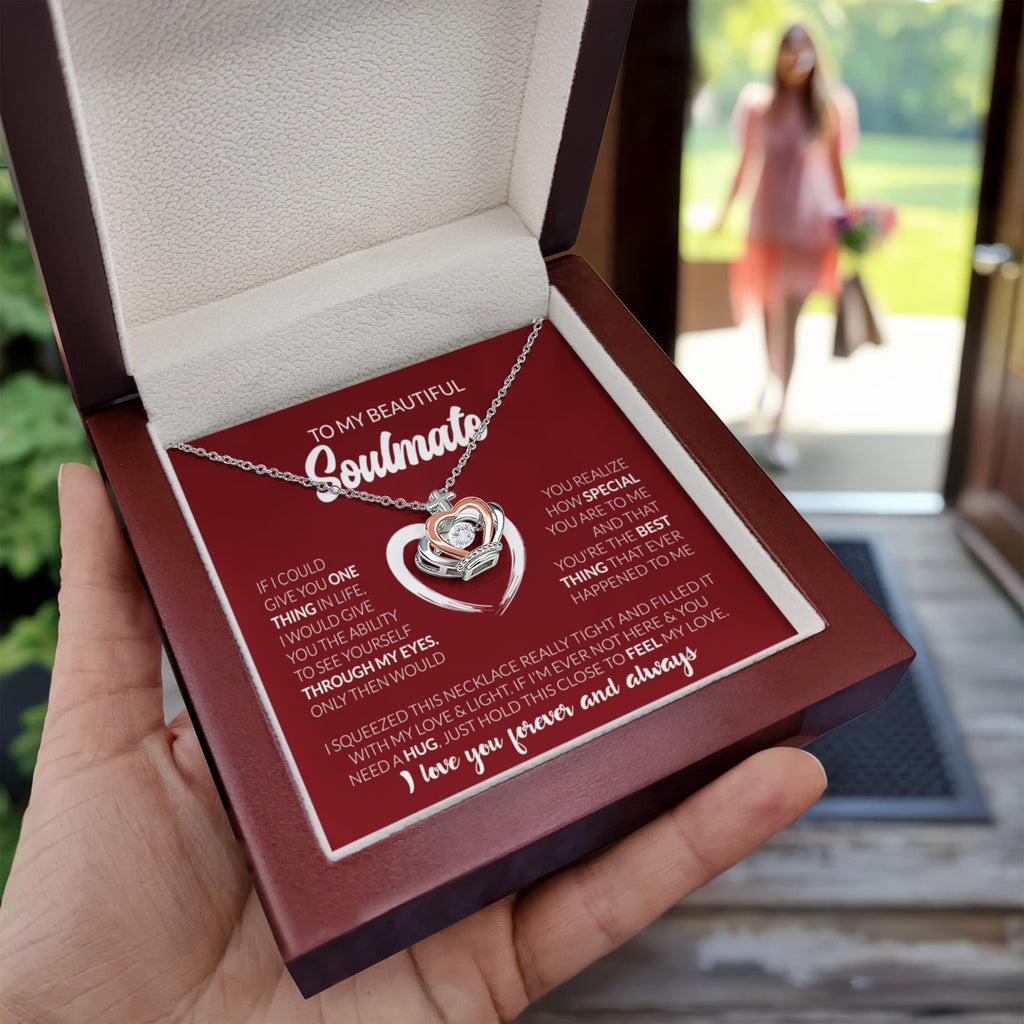 To My Beautiful Soulmate Necklace - Soulmate Jewelry Gift for Her for Birthday & Valentine’s Day - Crown Pendant Necklace