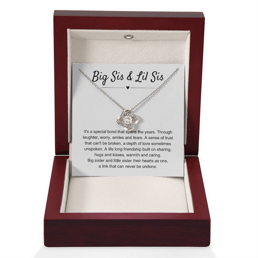 Big Sis & Lil Sis Gift - It's a special bond that spans the years - Gift for Sisters - Love Knot Necklace