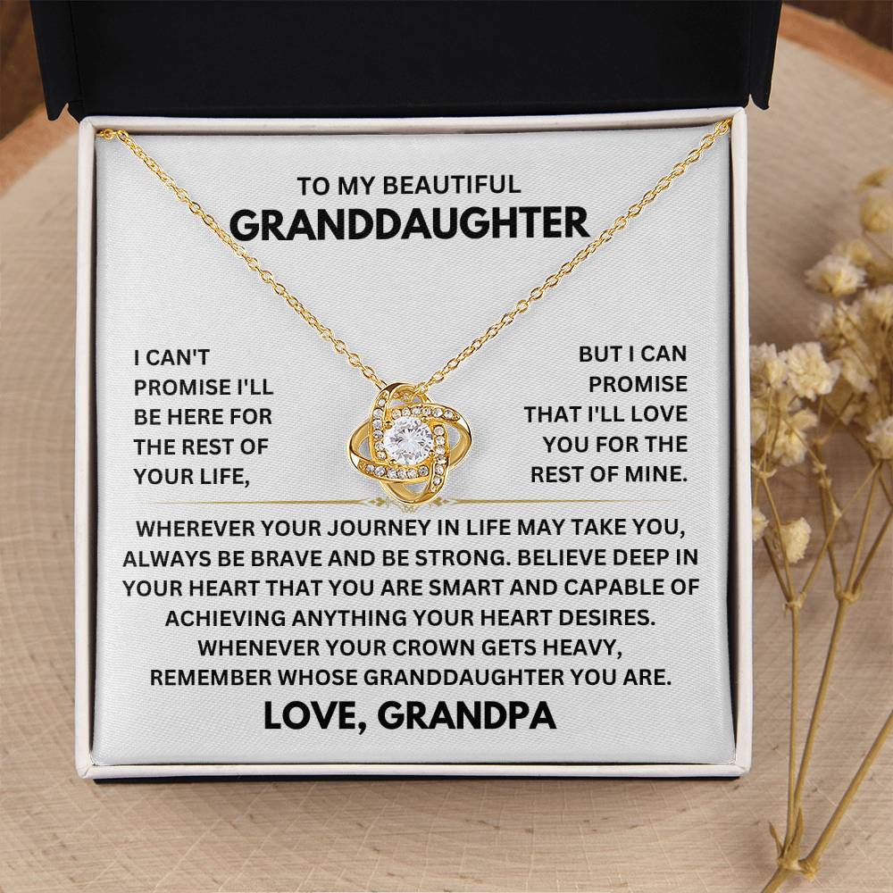 To My Granddaughter Necklace – Granddaughter Christmas Birthday Gift Necklace from Grandpa – Love Knot Necklace