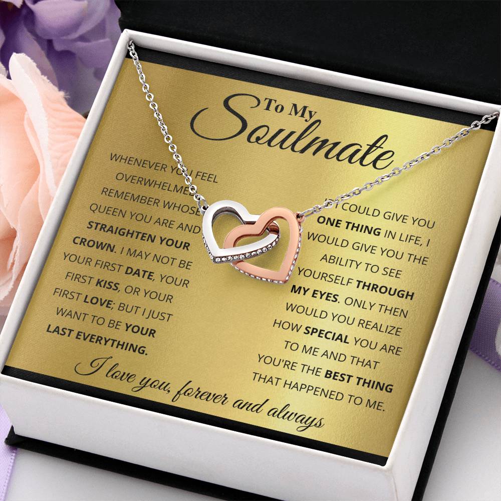 To My Soulmate Necklace - Soulmate Gift for Her for Valentine’s Day & Every Day Love - Interlocking Hearts Necklace