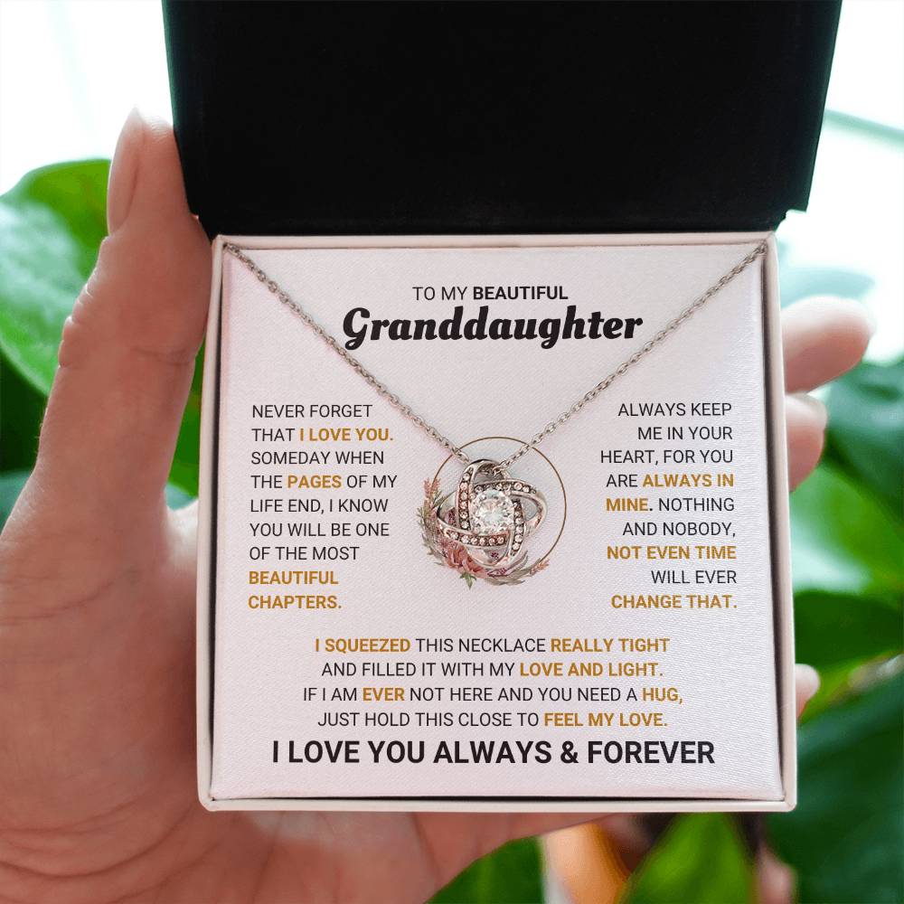 To My Granddaughter Necklace – Birthday & Graduation Gift Jewelry – Love Knot Necklace
