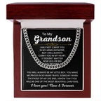 To My Grandson, Cuban Link Chain Necklace for Grandson, Birthday Gift, Stylish Teen & Young Men Accessory,