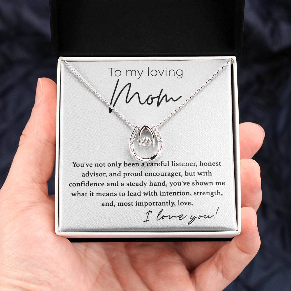 To My Loving Mom - I Love You - Lucky In Love Necklace - Sentimental Gift for Mom