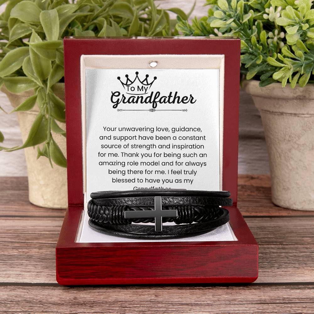 To My Grandfather - Your Unwavering Love - Men's Cross Bracelet