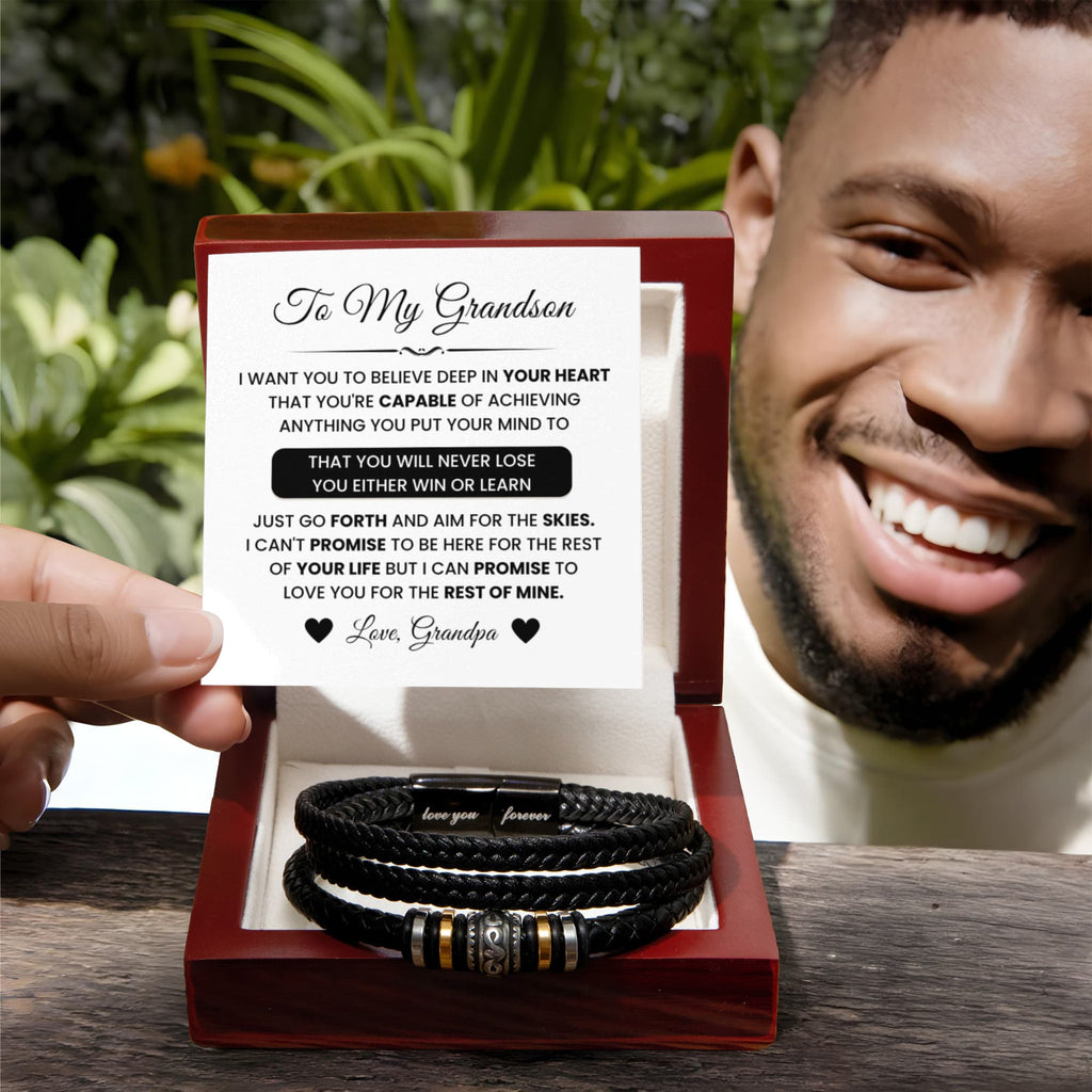 To My Grandson – Graduation, Christmas Jewelry from Grandpa – Love You Forever Bracelet
