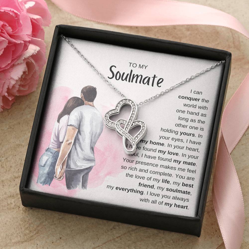 To My Soulmate Necklace - Long Distance Soulmate Gift for Valentine’s Day & Special Days - Heart-to-heart Pendant Necklace