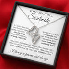 To My Beautiful Soulmate Necklace - Romantic Gift for Her for Christmas & Love Celebrations - Heart-to-heart Pendant Necklace