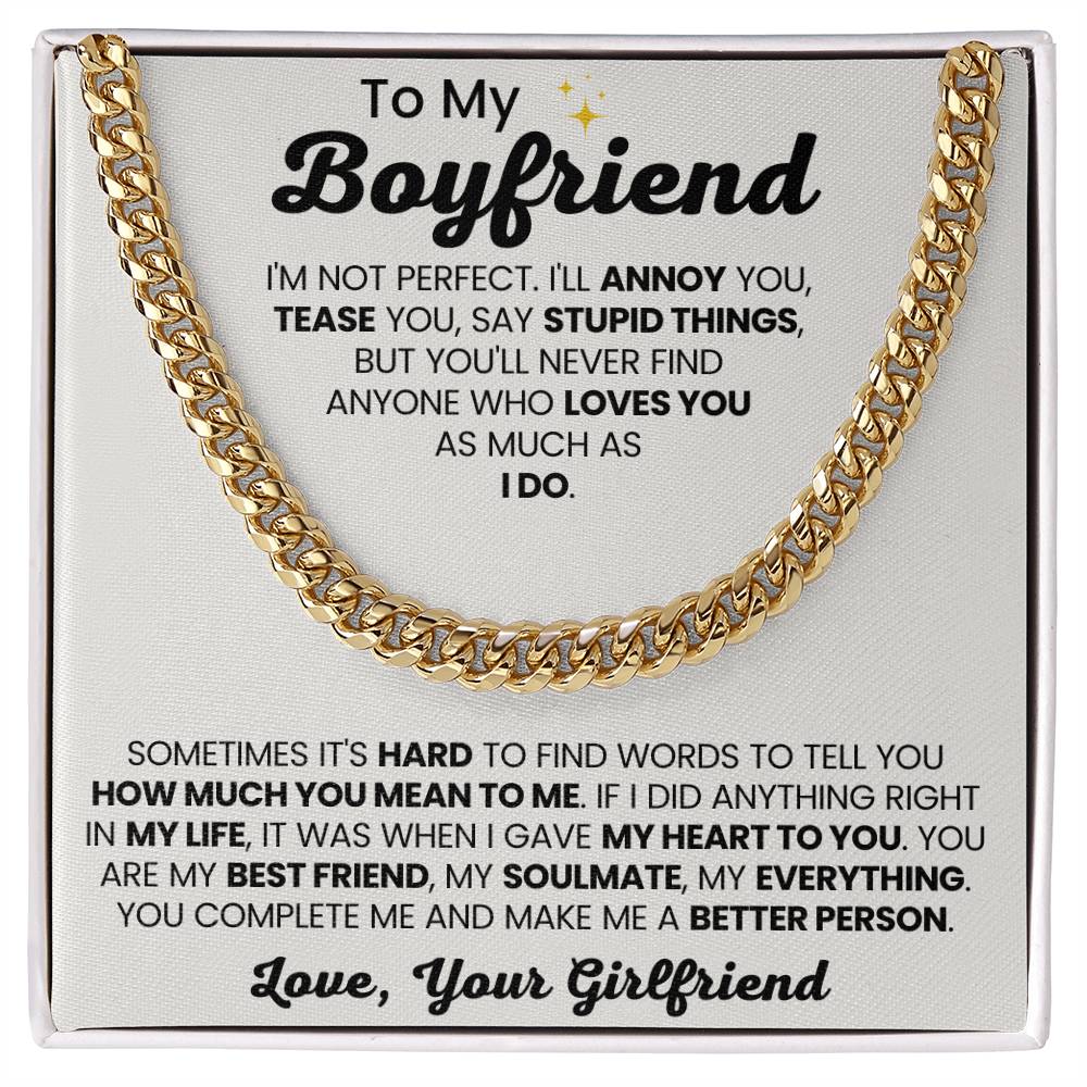 Cuban Link Chain for Boyfriend - Birthday, Anniversary Gift from Girlfriend