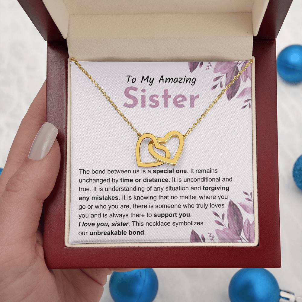 Sentimental Gift for Sister - The bond between us is a special one - Interlocking Hearts Necklace