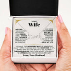 To My Wife Necklace - Romantic Jewelry Gift for Birthday - Scripted Love Necklace