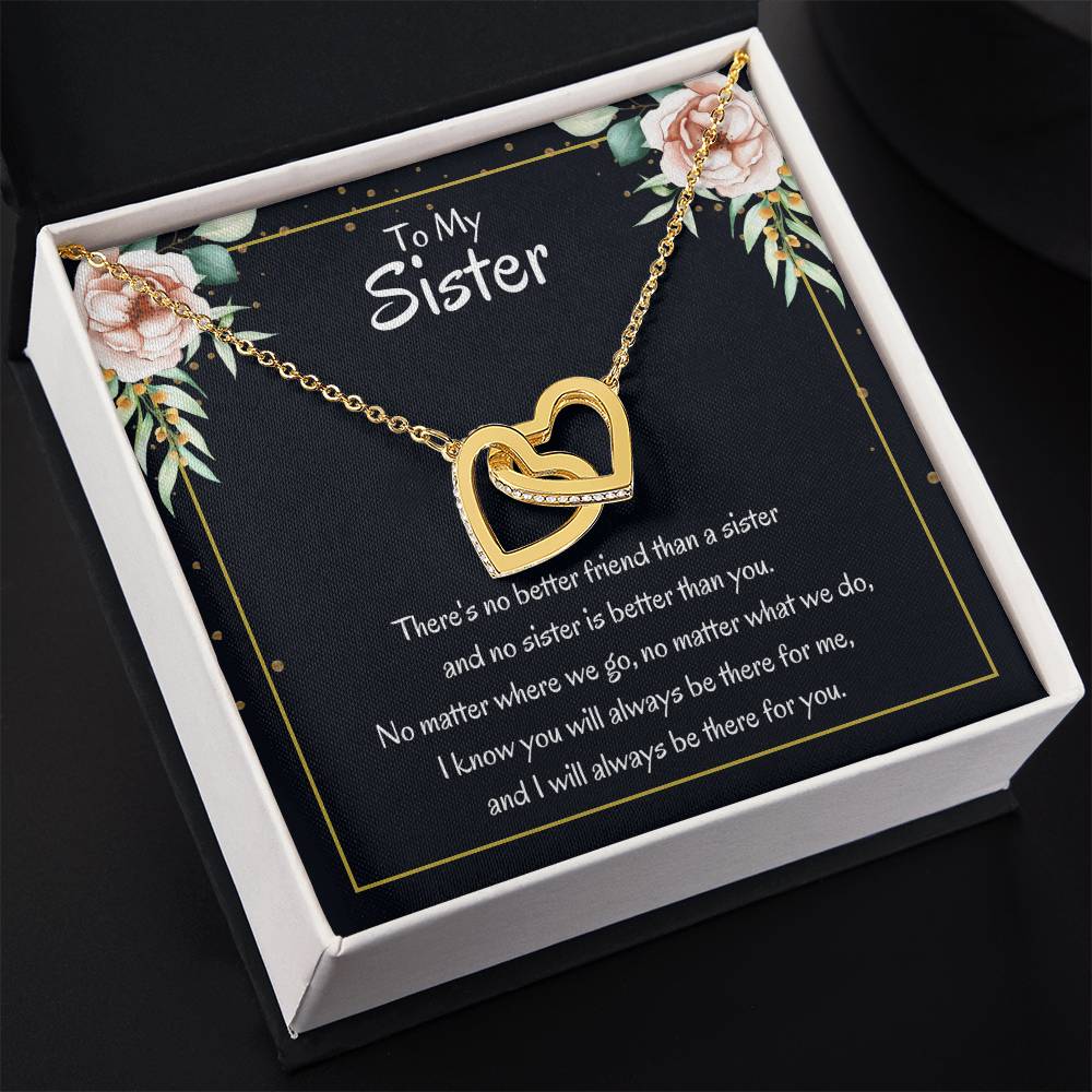 Present for Sister - There's no better friend than a sister - Interlocking Hearts Necklace