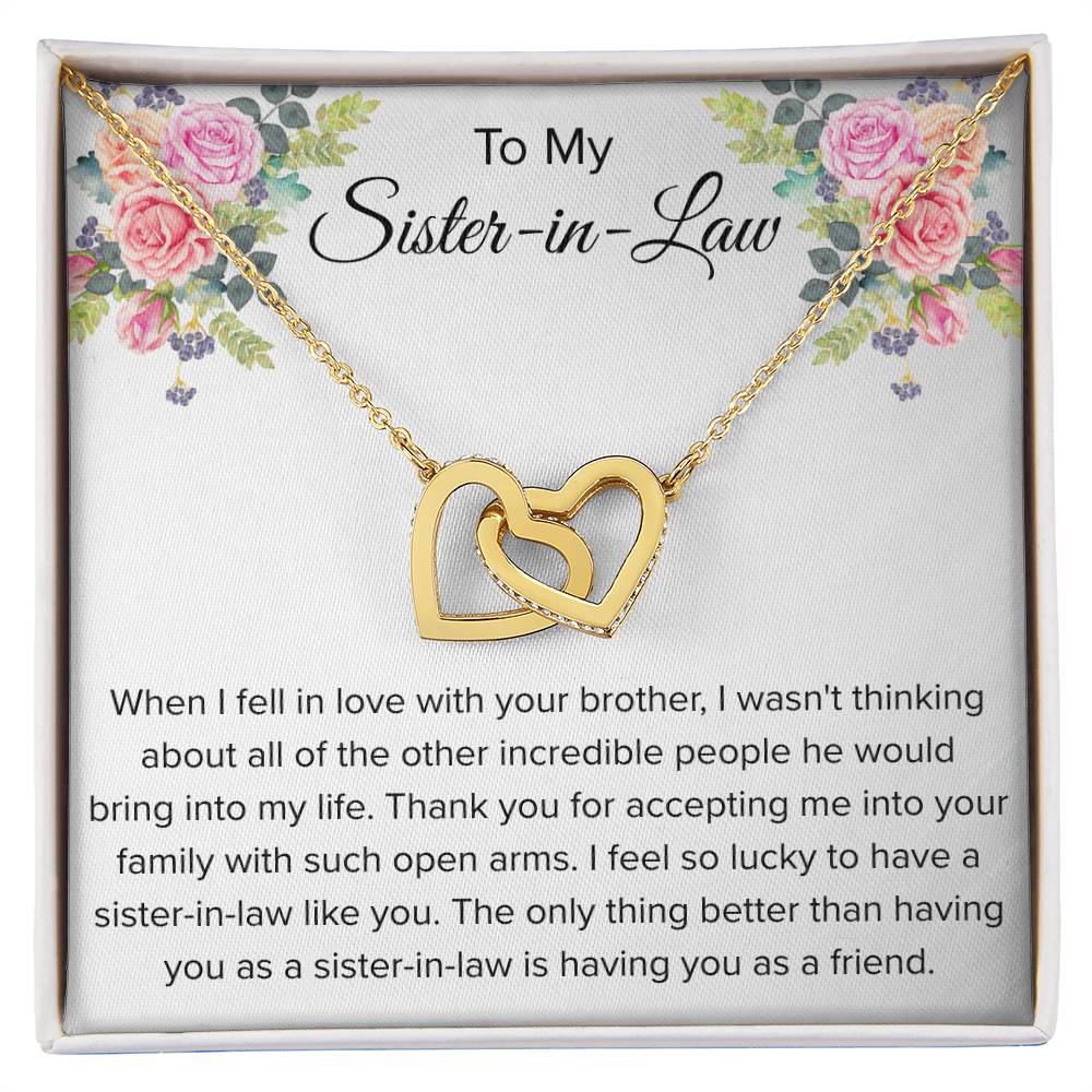 To My Sister In Law Necklace - Gift for Bonus Sister - Interlocking Hearts Necklace