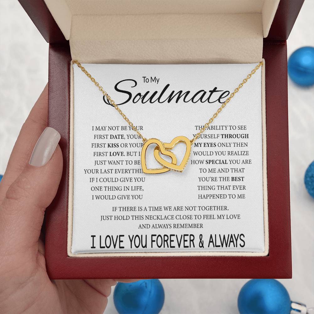 To My Soulmate Necklace - Best Soulmate Gift for Valentine’s Day & Everyday Romance - Interlocking Hearts Necklace