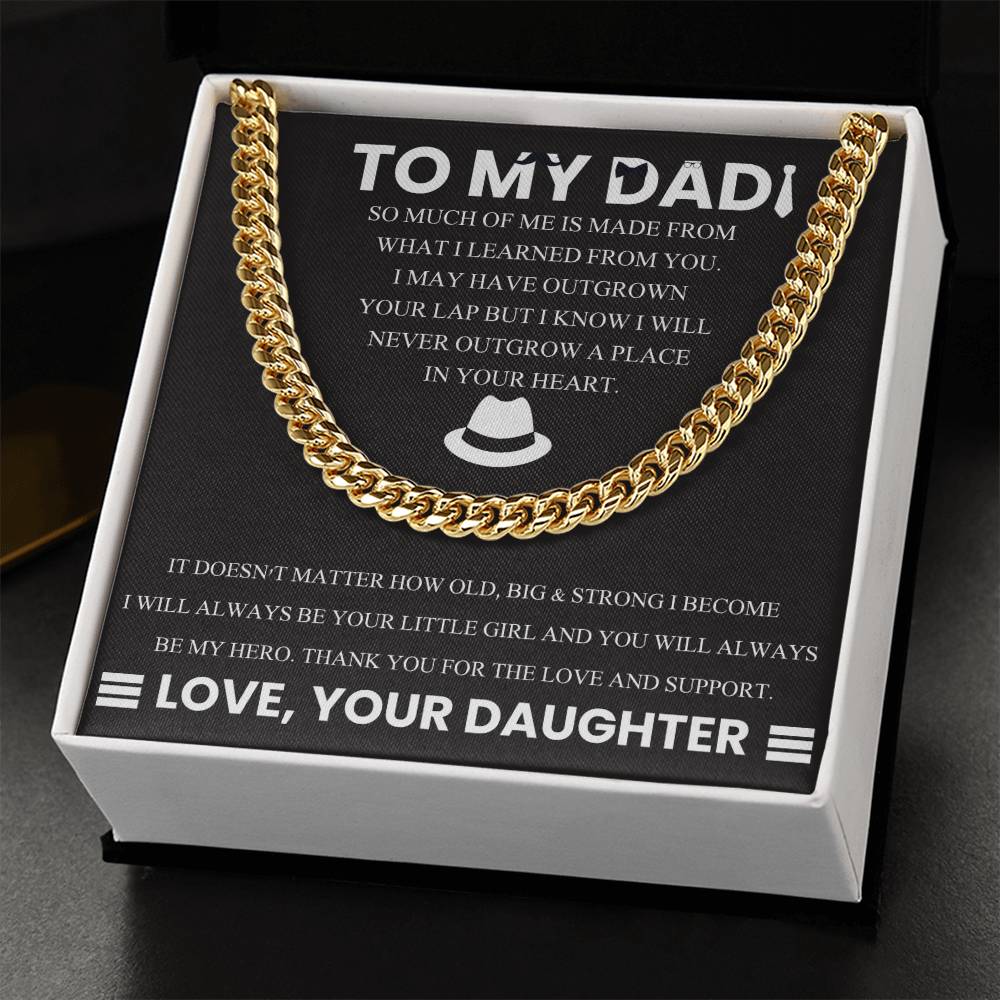 Gift for Dad from Daughter - Place in your heart - Cuban Link Chain