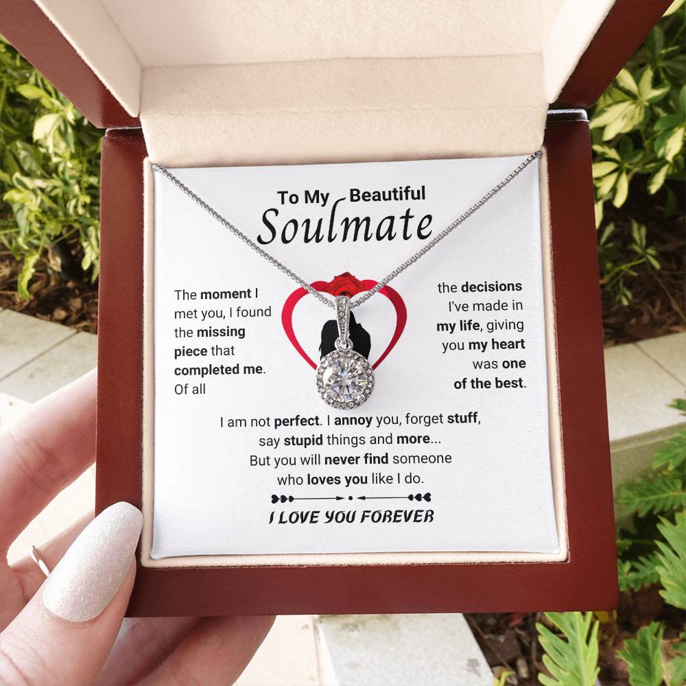 To My Beautiful Soulmate Necklace - Soulmate Necklace Gift for Surprises & Love Moments - Eternal Hope Necklace
