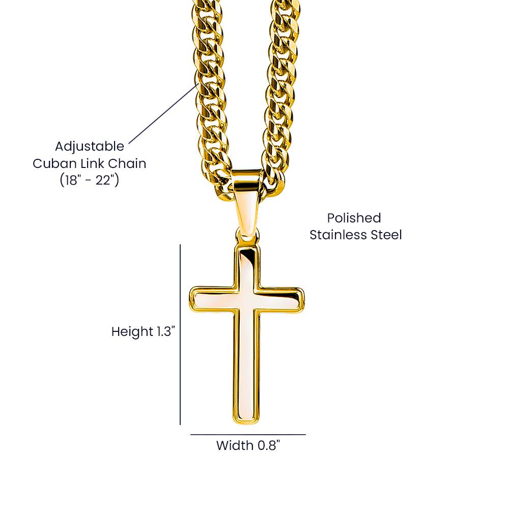 To My Son Necklace - Receive the impossible - Artisan Cross with Cuban Link Chain
