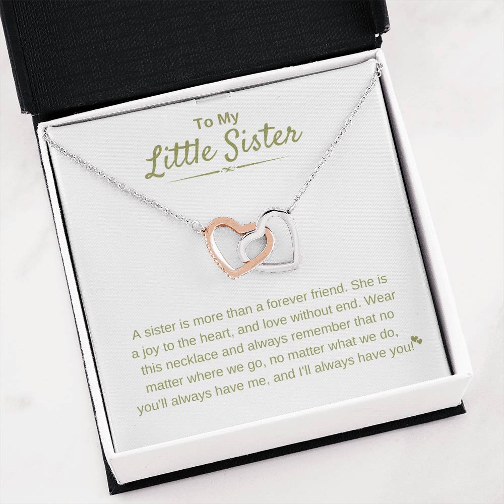 To My Little Sister - A sister is more than a forever friend - Little Sister Gift - Interlocking Hearts Necklace