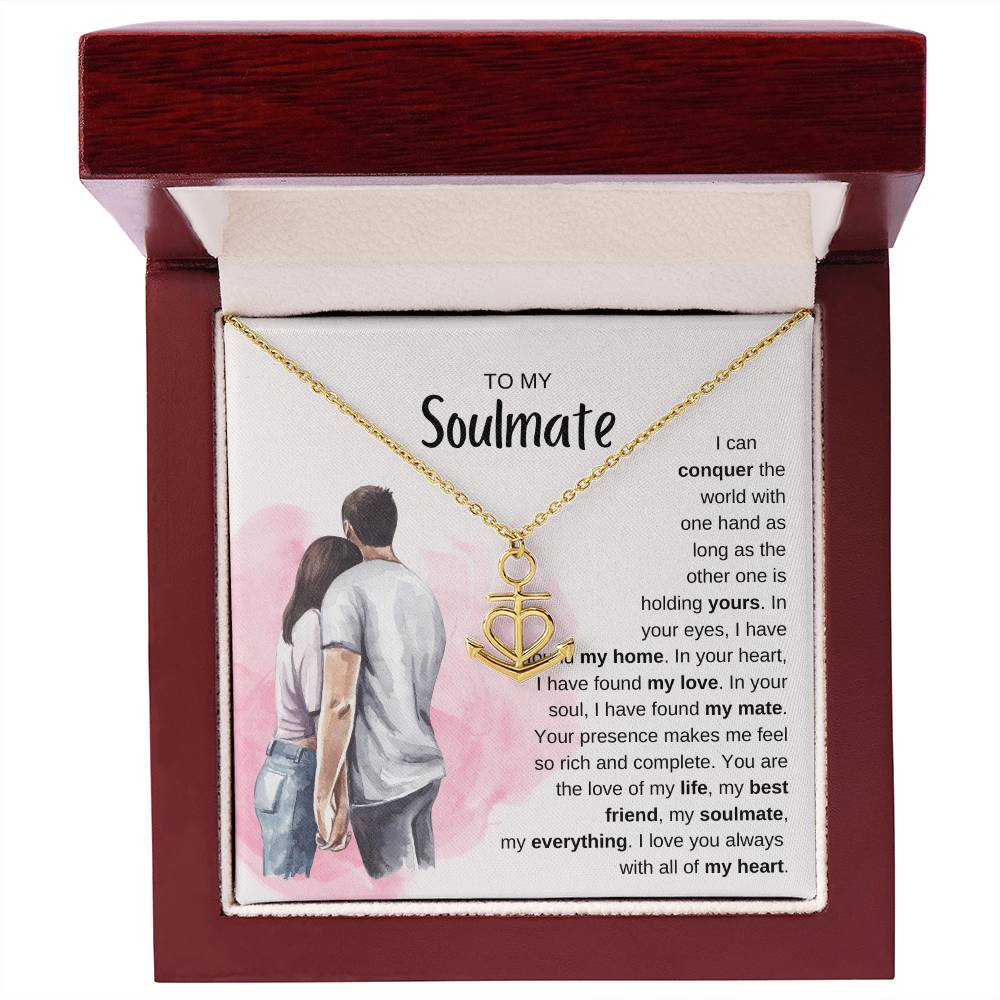 To My Soulmate Necklace - Best Soulmate Gift for Valentine’s Day & Everyday Romance - Anchor Pendant Necklace