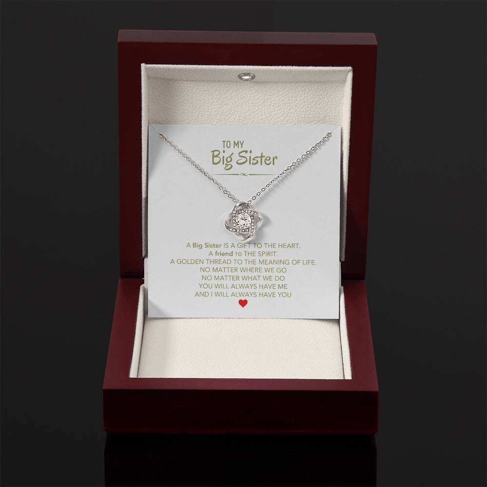 To My Big Sister Necklace - A Big Sister Is A Gift To The Heart - Gift for Sister - Love Knot Necklace