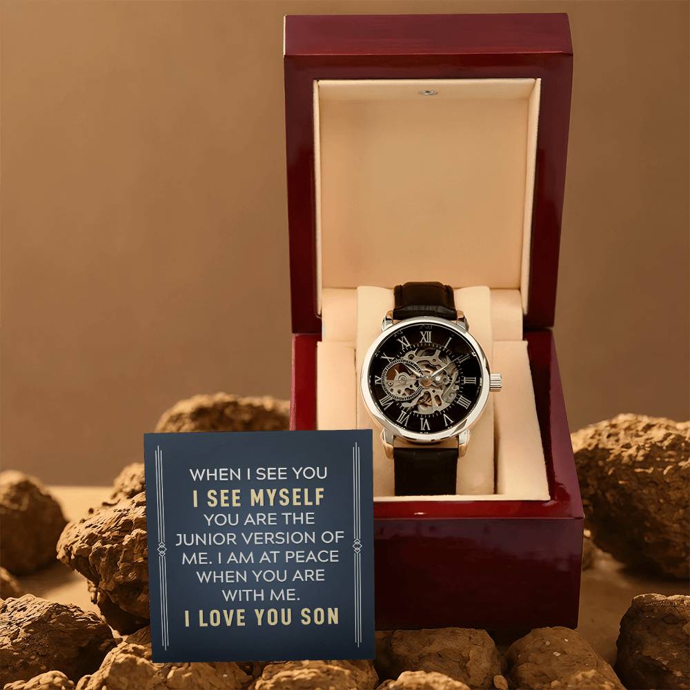 To My Son - When I see you - Men's Openwork Watch Gift for Son
