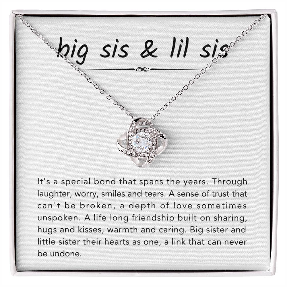 Big Sister & Little Sister Necklace - It's a special bond that spans the years - Gift for Sister - Love Knot Necklace
