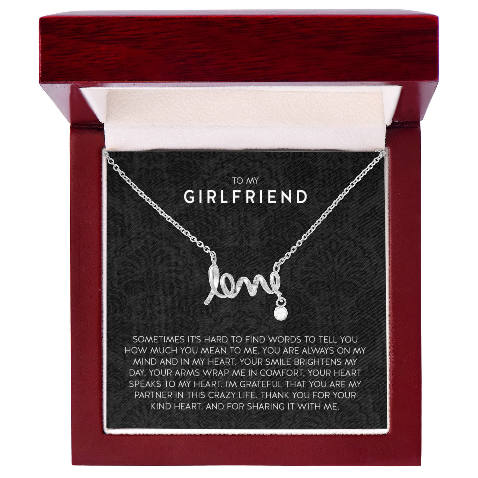 To My Girlfriend Necklace - Romantic Jewelry Gift for Christmas, Valentine’s Day & Surprises - Scripted Love Necklace