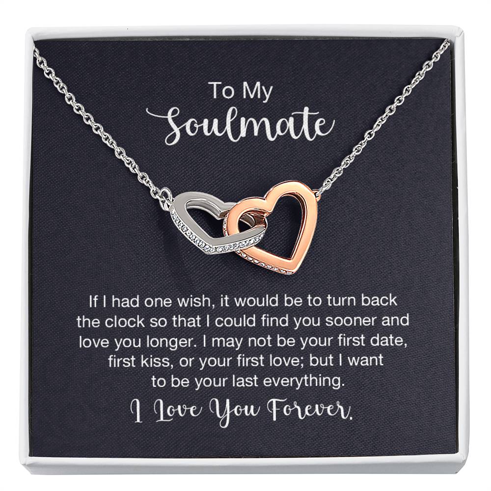 To My Soulmate Necklace - Long Distance Relationship Soulmate Gift for Romantic Occasions - Interlocking Hearts Necklace