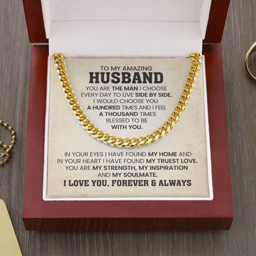 Cuban Link Chain for Him - You're the man I choose - Husband Birthday & Anniversary Gift from Wife