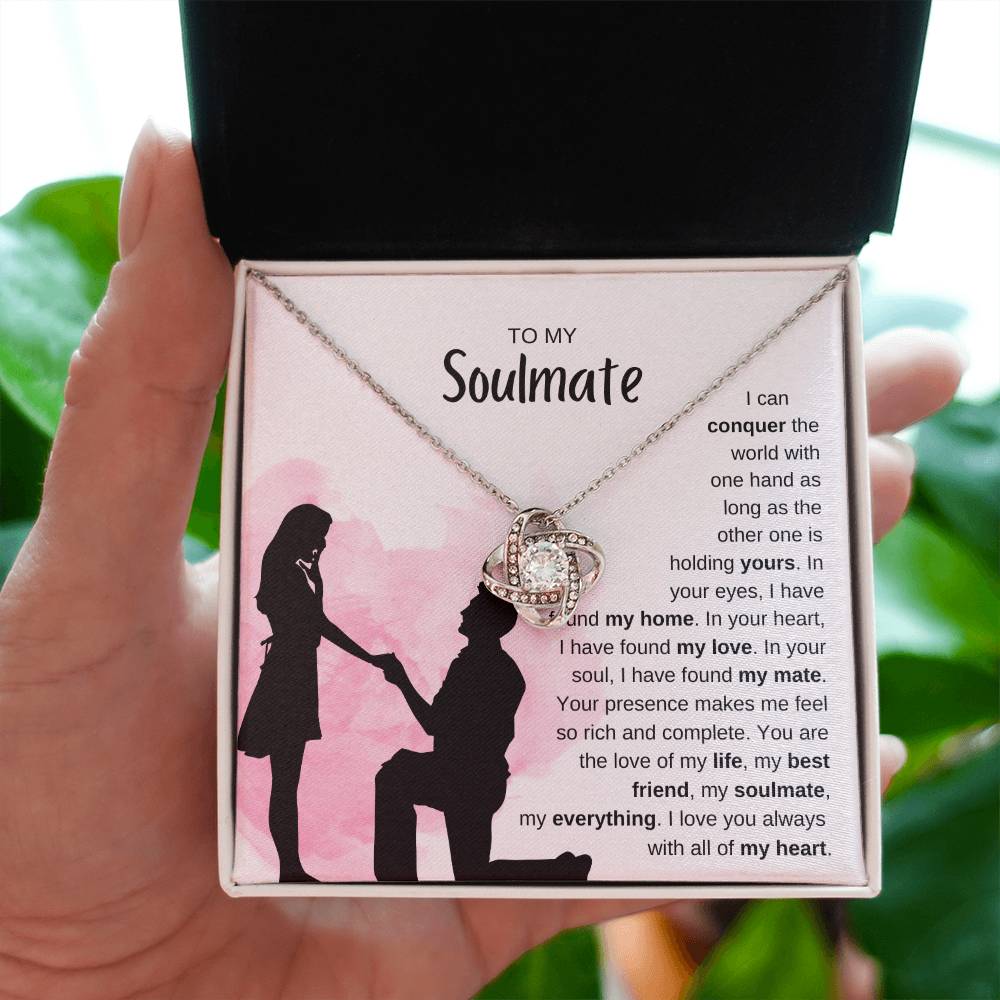 To My Soulmate Necklace - Romantic Jewelry Gift for Her for Christmas & Special Dates - Love Knot Necklace
