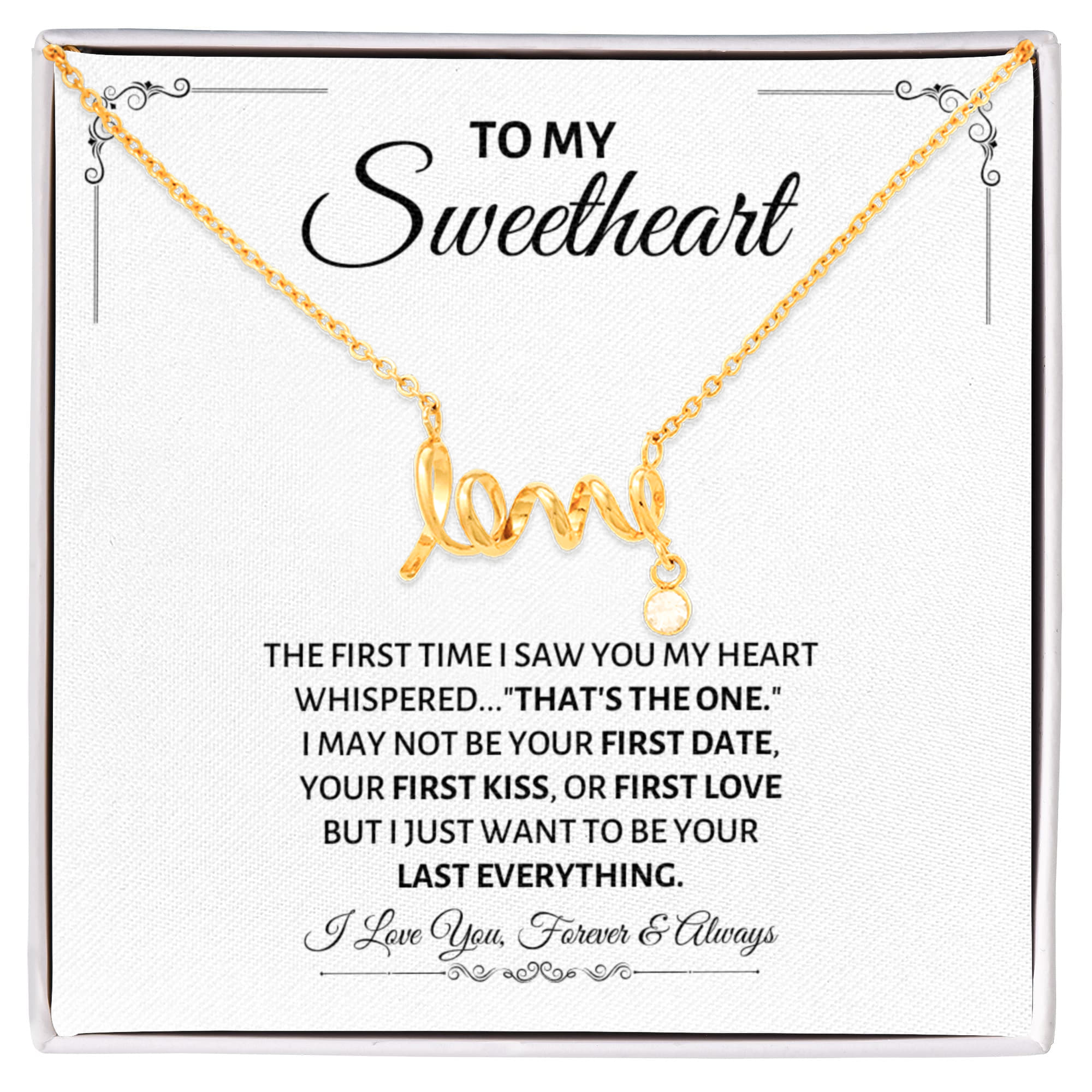 To My Sweetheart Necklace - Gift for Love on Valentine’s Day & Special Days - Scripted Love Necklace