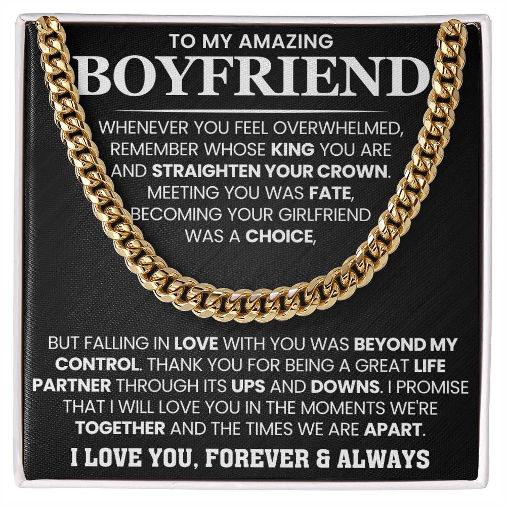 Cuban Link Chain for Boyfriend - Meeting you was fate - Birthday, Anniversary & Christmas Gift for Him