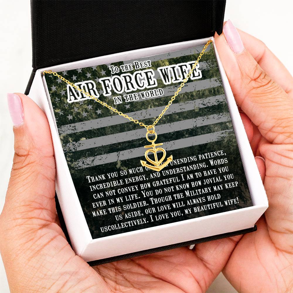 To My Air Force Wife Necklace Gift from Husband, Perfect for Birthday & Valentine’s Day Surprises - Anchor Pendant Necklace